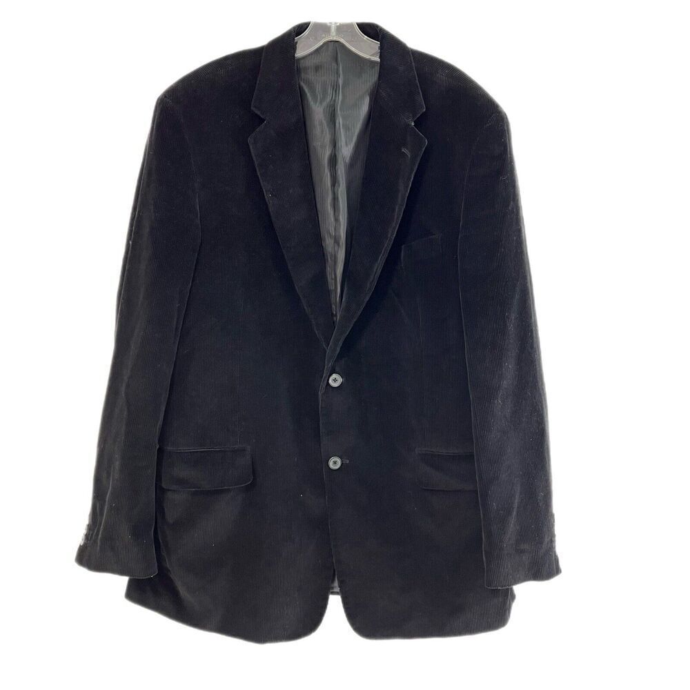 ADOLFO Men's BLACK Corduroy LINED 2-Button SPORT COAT/BLAZER/JACKET Size 44L